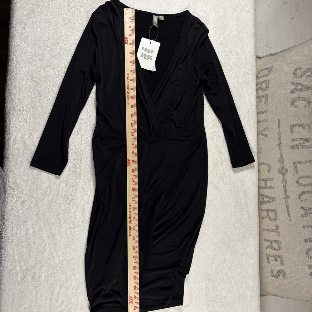 ASOS Women's Black Wrap Dress 3/4 Sleeve Mini Fitted Stretch Dress Size 6‎ - Picture 8 of 10